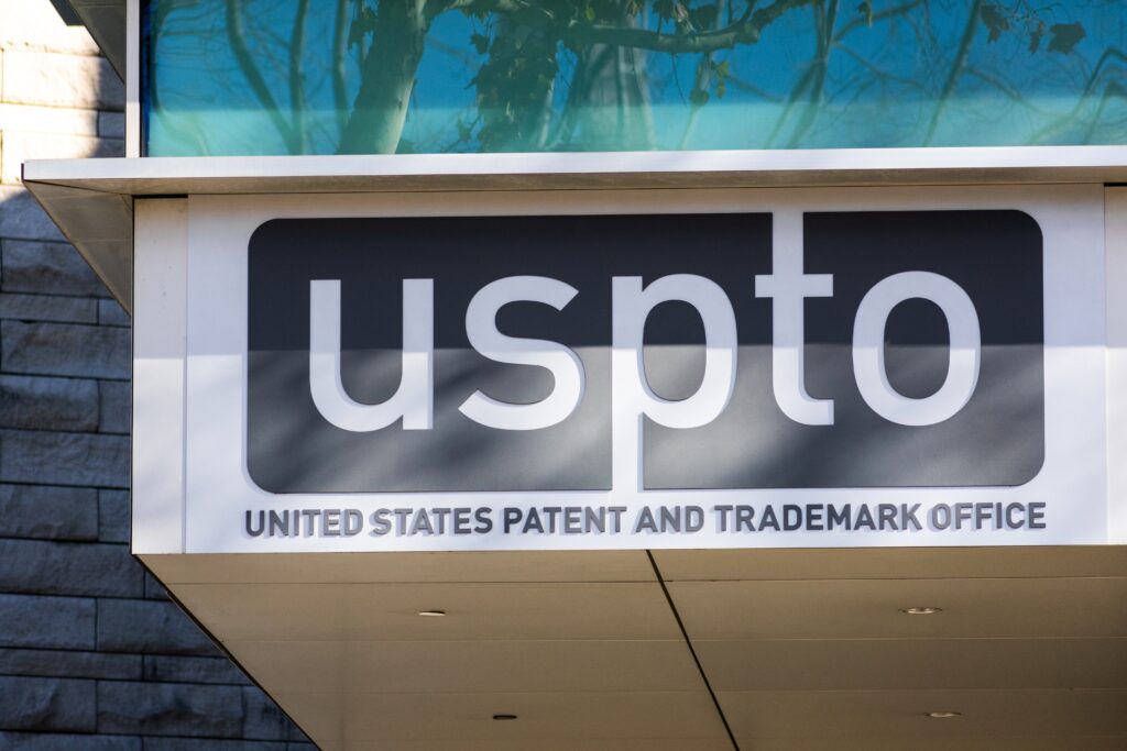 Uspto,Sign,On,The,Facade,Of,United,States,Patent,And